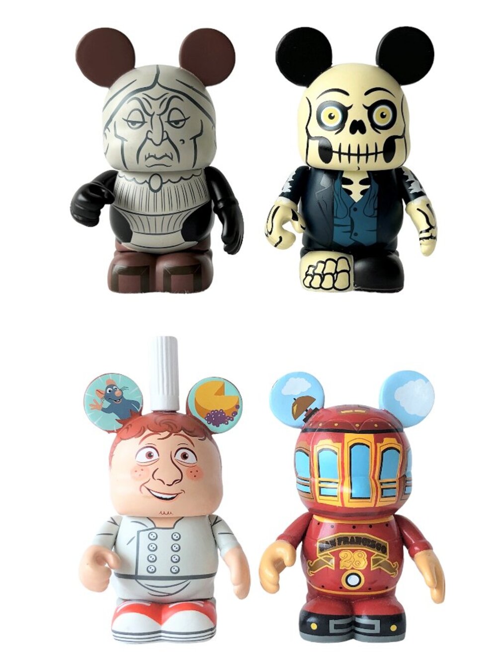 4 DISNEY Vinylmation Figures Haunted Mansion Chef Linguini SF Cable Car Mickey